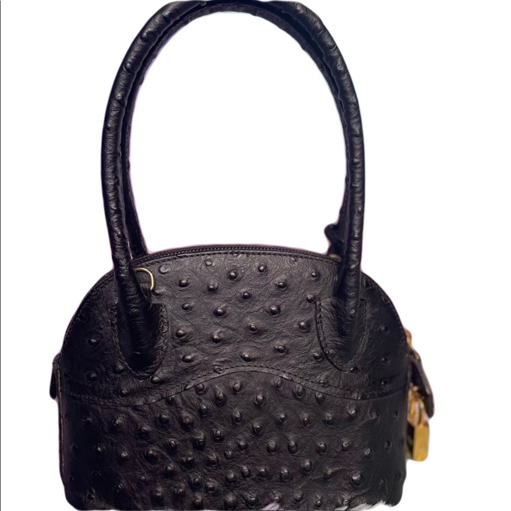 Francesco Rogani Black Ostrich Mini Handbag